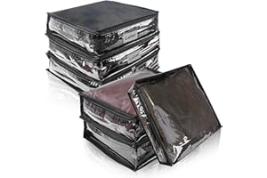 Heonay Clear Zippered Storage Bags Plastic Sweater Storage Bags with Zipper 6 Packs Clothing Organizer for Blankets Linen Swe