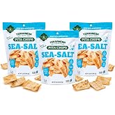 Terranean Sea Salt Pita Chips, Twice-Baked Pita Snack Made with Avocado Oil, Hand Harvested Mediterranean Sea Salt, Vegan, Kosher, Halal, NonGMO Chips for Hummus, Soups and Mezze, 6.5 oz - 3 Pack