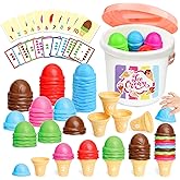 Fegalop Ice Cream Toy Counting and Color Sorting Set for Toddlers, Montessori Stacking Fine Motor Skills Toys, Preschool Lear