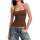 Avidlove Halter Tops for Women Going Out Sexy Side Split Backless Y2K Double Lined Cute Crop Summer Tank Top