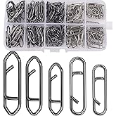 ENERHIKE Fishing Power Clips, 200pcs Fishing Speed Clips for Fishing Lure Quick Change, High Strength Stainless Steel Clips Snap Freshwater Saltwater Crankbait Popper Lure Connector Tackle