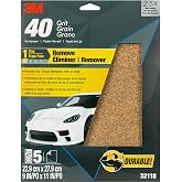 3M Sandpaper, 32118, 40 Grit, 9 in x 11 in, 5 Sheets Per Pack