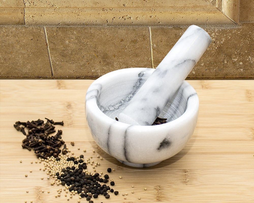 Greenco Marble Mortar And Pestle 4 5 White Gray Kitchen Utensils Gadgets Kitchen Dining Brilliantpala Org