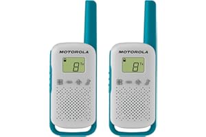 Motorola Solutions, Portable FRS, T114, Talkabout, Two-Way Radios, Battery Operated, 22 Channel, 16 Mile, White/Blue, 2 Pack