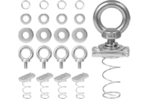 MOROINRIZ Strut Channel Nut and Eye Bolt Set - Heavy Duty Stainless Steel Eye Bolts M8, M10 | Zinc Plated Spring Nuts, Long Spring) for Unistrut, M8, Pack of 4