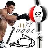 SANJOIN Double End Bag Boxing, Adjustable Cords Punching Bag Boxing Ball Speed Reflex Bags, Home Gym Punching Training Equipment Set for Reaction Agility Hand Eye Coordination, Good for Adults & Kids