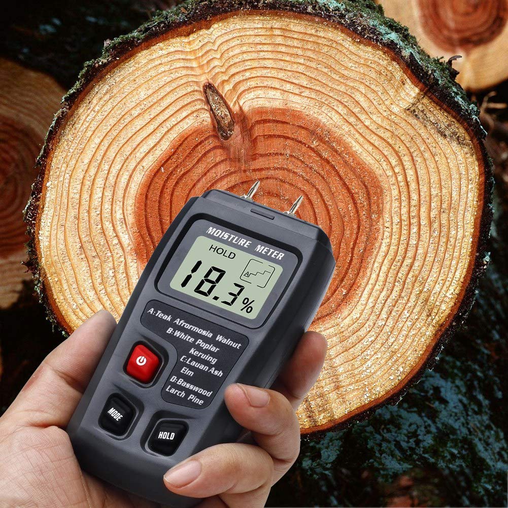 Handheld Digital Moisture Meter,Pin-Type LCD Handhold Wood Data Hold Humidity Sensor Tester,wood paperboard and dry cargo Detector