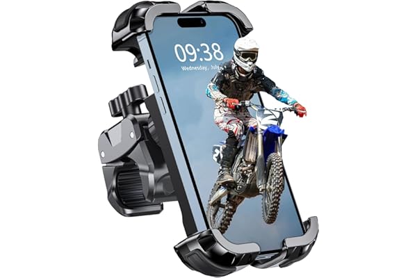 WOCBUY Bike Phone Mount, Upgrade [1s Lock][Secure Protection] Motorcycle Phone Mount, [360° Rotatable] Phone Holder for Bike