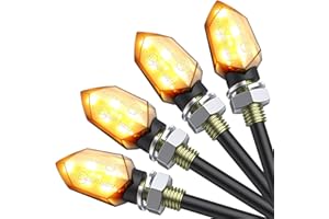 Justech 4PCS 5LEDs Motorcycle Indicators, Micro Amber Led Turn Signal Lights, Universal Motorbike Turning Indicators 12V M8 IP65 Waterproof Signal Blinkers for Harley Kawasaki Yamaha Off Road