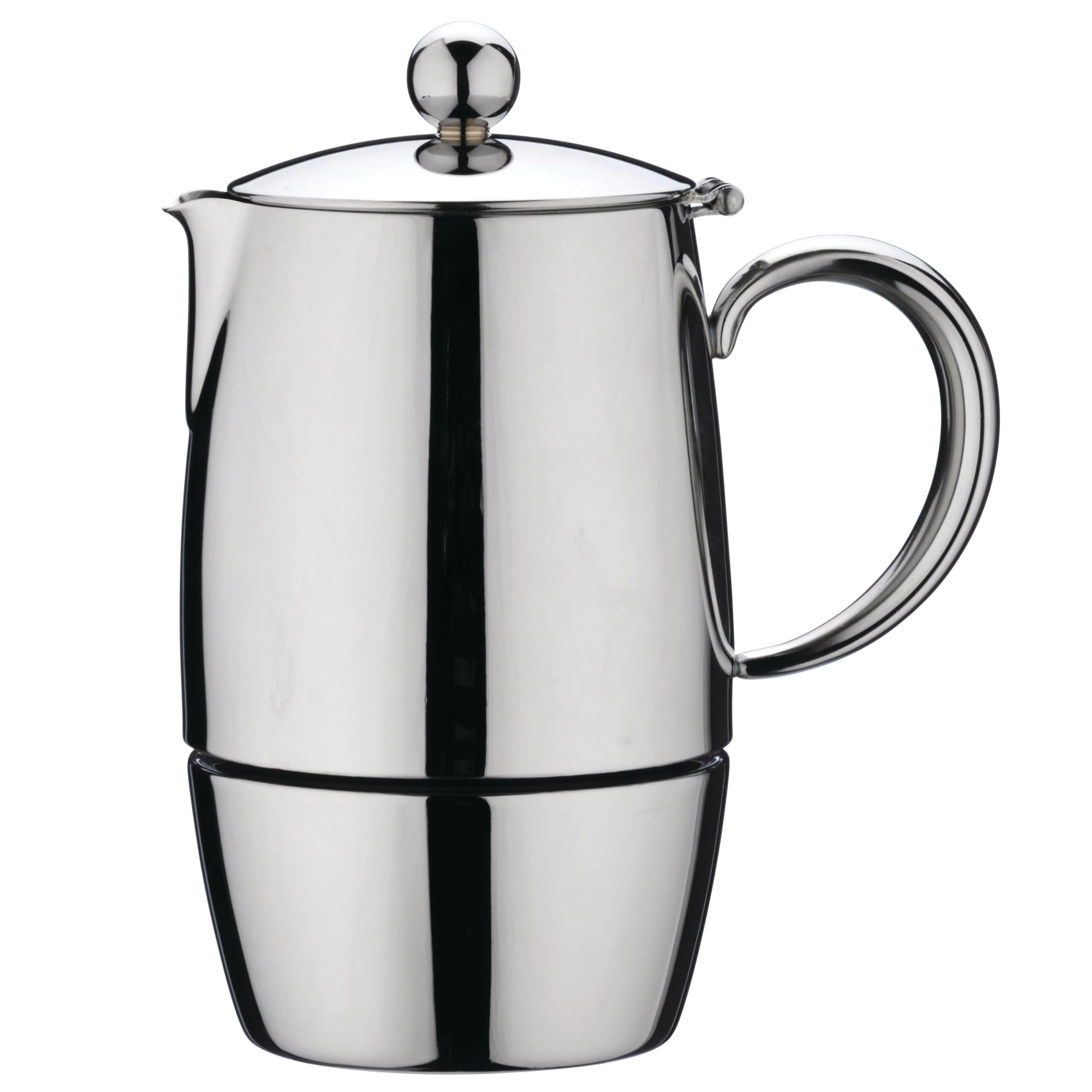 Café Stal Bellux Stovetop Espresso Maker 10 Cups / 300ml – 18/10 Stainless Steel Moka Pot for Stove Top - Mirror Polished Finish Coffee Pot for Hob - Cool Touch Handles & Perfect Pour Spout