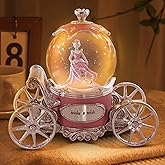 Cinderella Snow Globe for Girls, Music Box for Women with Color Changing LED Lights, Snowglobe Musical Boxes Gifts for Birthday Christmas Mother's Day Valentine's Day