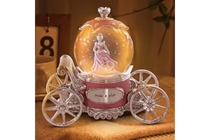 YT3 STUDIO Cinderella Snow Globe Music Box for Girls, Snow Globes for Girls Color Changing LED Lights Snowglobe Musical Box for Women Kids Mom Daughter Birthday Christmas Mother's Day Valentine Gifts