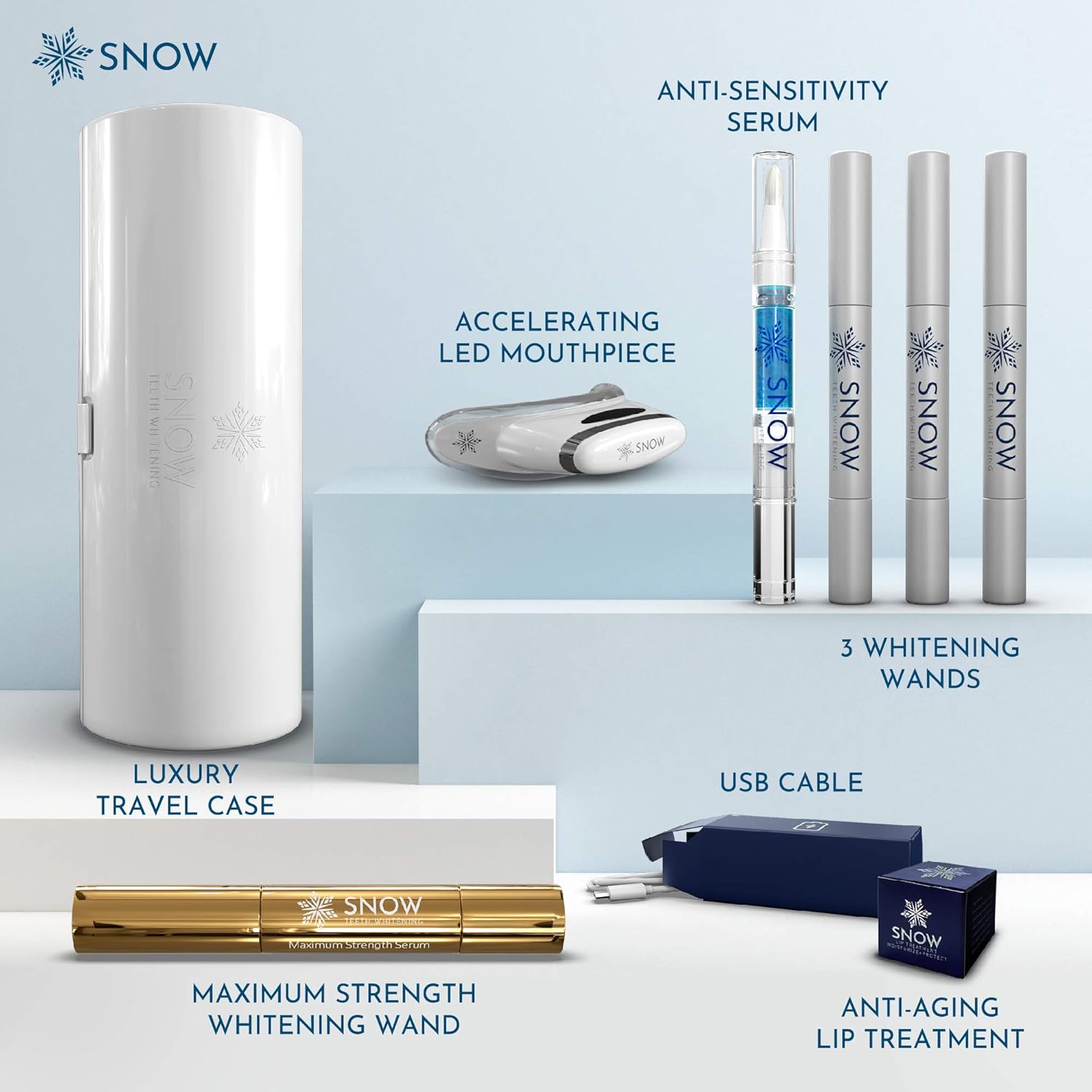 Snow Wireless Teeth Whitening Kit with LED Light | All-in-One at Home Whitener System - Safe for Sensitive Teeth, Braces, Crowns & Veneers - Just 9 Minutes a Day to a Whiter, Brighter Smile: Beauty