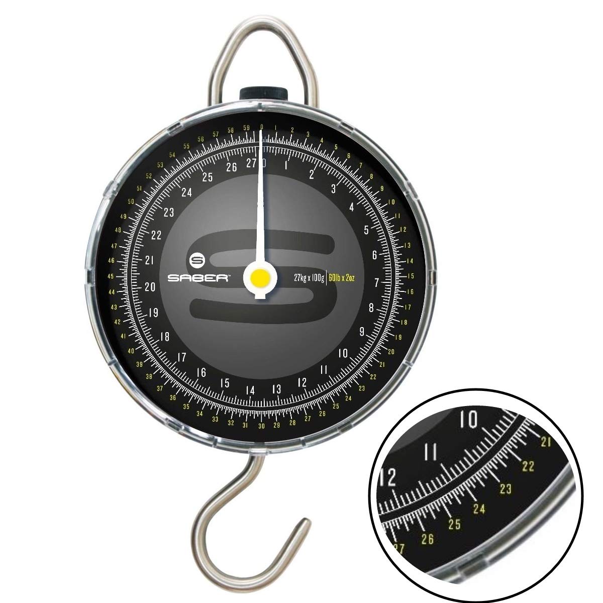 SABER CARP FISHING DIAL SCALES WITH FLORESENT POINTER 27K / 55LB