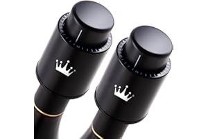 VINABON Vacuum Wine Stopper Set of 2 - Preserves Freshness and Flavor for 15 Days. Simple One Button Design with Date Recorde