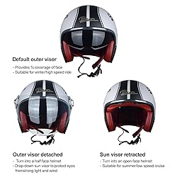 Open Face Motorcycle Helmet for Adults, DOT