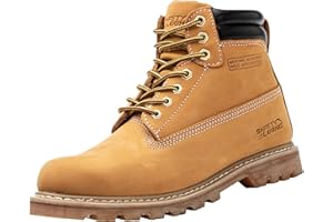 SAFETY LOONG Steel Toe Work Boots for Men, 6 inch Non Slip Comfortable Leather Industrial & Construction Boots