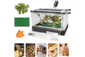 RunDuck Foldable Reptile Terrariums Kits with Plant, Feeding Bowl, Carpet, Easy to Carry, Easy to Move with Wheels, Heat-Resistant Material, Suitable for Lizard Tortoise Leopard Gecko (Black)