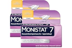 Monistat 7-Day Yeast Infection Treatment for Women, Miconazole Cream (45g Tube) & 7 Applicators, for Relief of Mild Vaginal Itching, 2 Pack