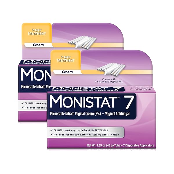 MONISTAT 7 DAY YEAST INFECTION TREATMENT FOR WOMEN, 7 MICONAZOLE CREAM APPLICATIONS WITH 7 DISPOSABLE APPLICATORS, 2 PACK