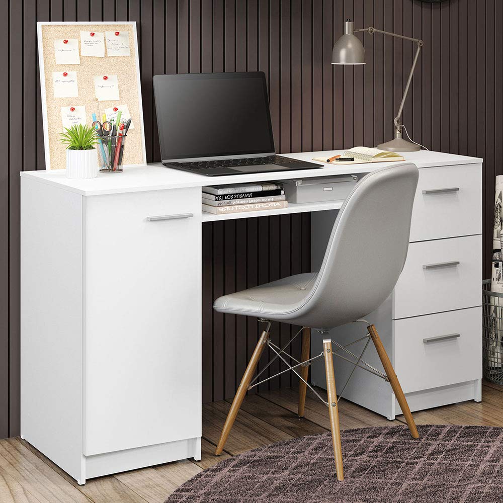 Photo 1 of ***SIMILAR***

TVIULM Modern Office Desk with Storage Drawers 53 inch, Study Desk for Home Office, Simple Style PC Table with 3 Drawers, 1 Door and 1 Storage Shelf (White)
