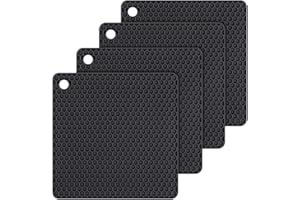CAKETIME Silicone Trivet Mats Hot Mat - Hot Pads Durable Non Slip Coasters Heat Resistant Mats (Black)