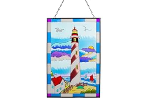 Viveta Tower Stained Glass Window Hanging, Stained Glass Suncatchers for Window, Stained Glass Panels Windows Home Wall Art Decor 15 * 10"