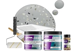 Beyond Paint Smoked Gray Flecks Countertop Makeover Kit with Paint, Sealer, Flecks, and Tools for Countertops, Soft Gray