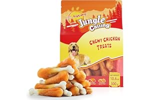 Jungle Calling Chewy Chicken Dog Treats Rawhide Free Real Chicken Calcium Bone, Teeth Clean Breath Fresh Dog Training Treats