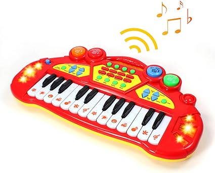 Amazon Com Pretend Play Electronic Keyboard Organ Musical Instrument Kids Toy Red Toys Games