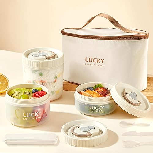 Mulaibdin Lunch Box, Bento Lunchbox Adults, Kids Lunchbox with Cutlery & Insulated Lunch Bag, Lunchboxes Microwavable, Packed Lunch Box Leakproof, Lunch Containers for Work,School(1800ml)