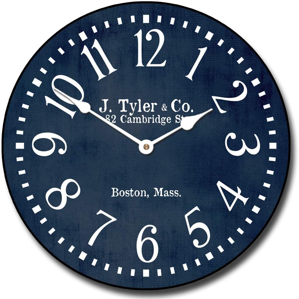 Navy Blue Large Wall Clock | Ultra Quiet Quartz Mechanism | Hand Made in USA Beautiful Crisp Lasting Color | Comes in 8 Sizes | 10-Inch