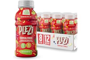 PLEZi Flavored Kids Juice Drink - Tropical Fruit Punch Fruit Juice Drink Blend - No Added Sugar, 2g Fiber - Tasty Refreshing Juices for Kids - 8 fl oz (Pack of 12)