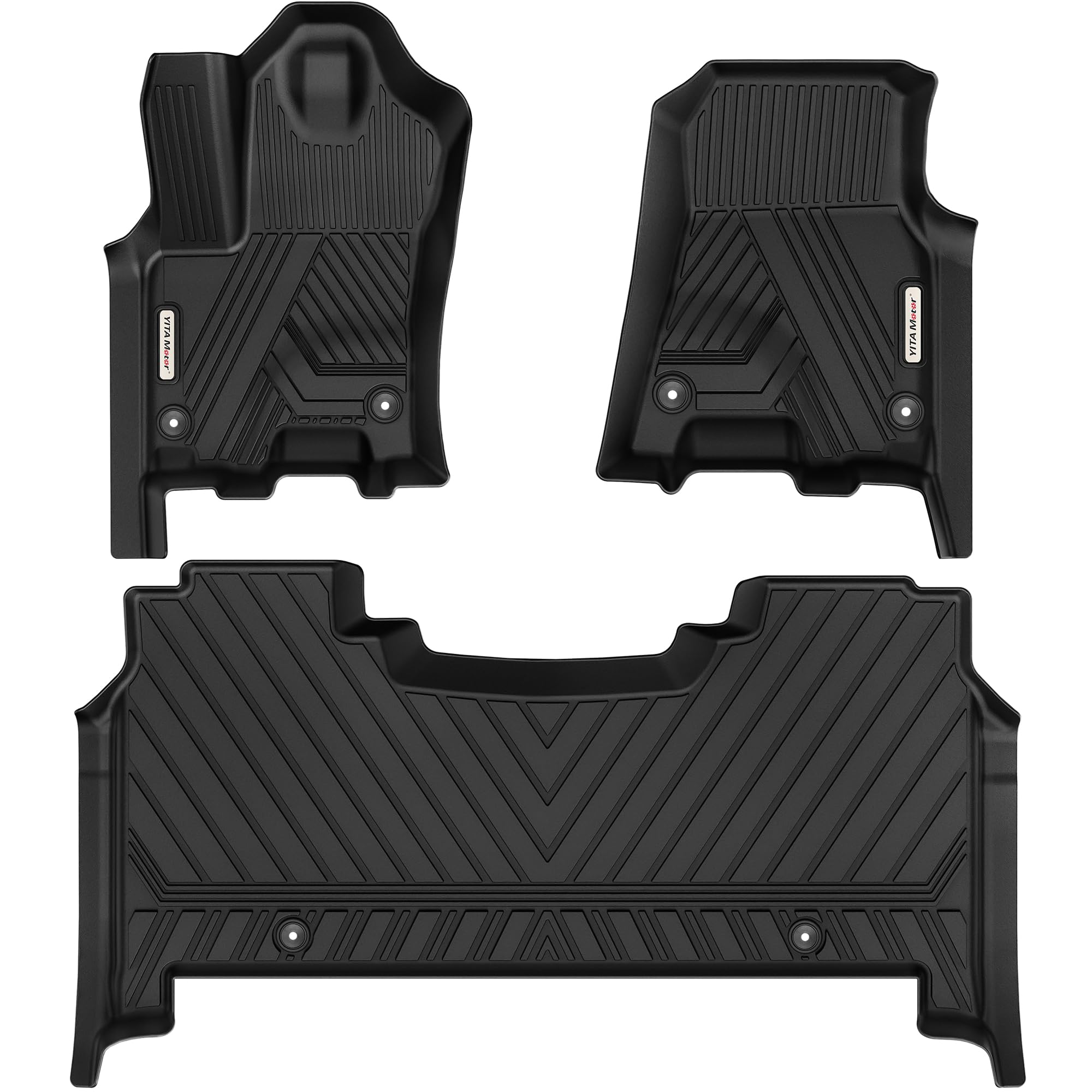 YITAMOTOR Floor Mats for 2025 2026 Ram 1500 Crew Cab with 1st Bucket Seat Rear Under-Seat Storage Box, TPE All Weather Custom Fit Floor Liner for Ram 1500 Accessories Car Mats, Black Image