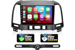 SizxNanv Android Radio Upgrade for Santa Fe 2007-2012 TouchScreen Compatible with Wireless Carplay Android Auto,Car Stereo Bluetooth Navigation Multimedia Player GPS WIFI FM AM Backup Camera Head Unit