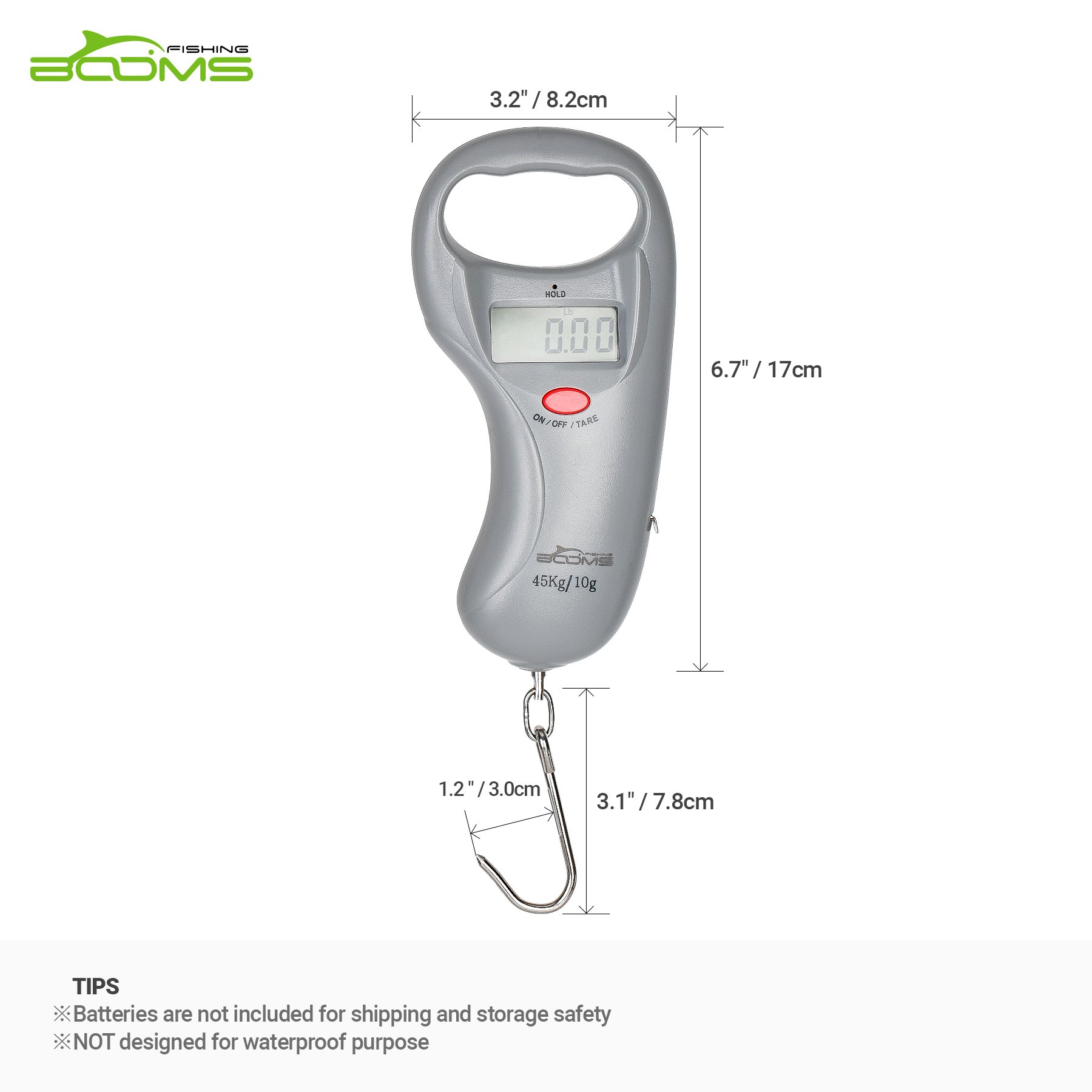 Booms Fishing C02 Fish Scale Digital Fishing Weight Scale with Tape