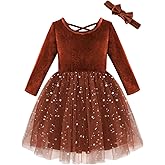 Weixinbuy Baby Girl Fall Winter Clothes Toddler Girls Velvet Twirl Dress Long Sleeve Party Dress for Baby Girls