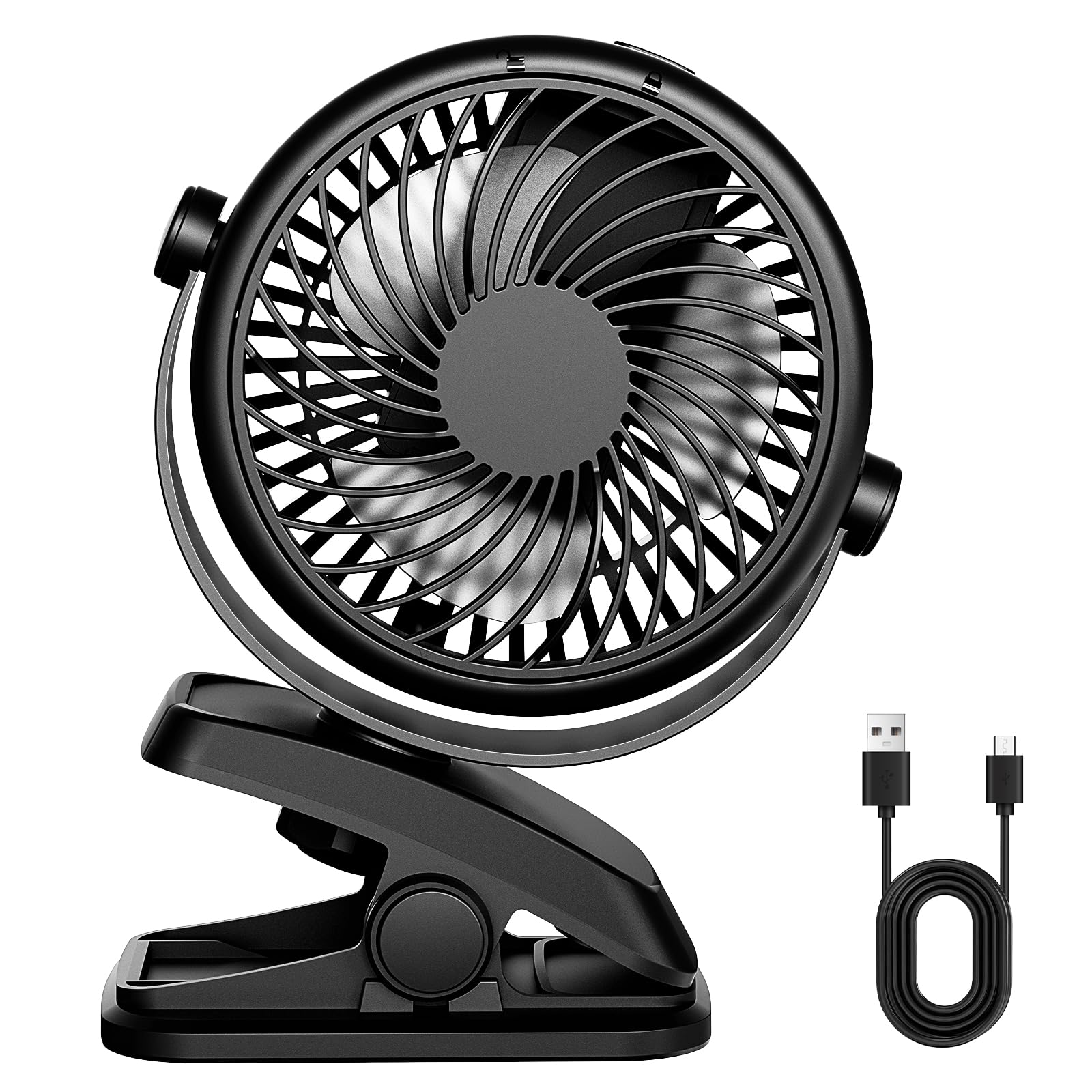 Telgoner Mini USB Fan, Silent Portable Fan with Rechargeable Battery, 3 Speed, 360 Speed Rotating Fan for Bedroom, Office, Stroller, Camping
