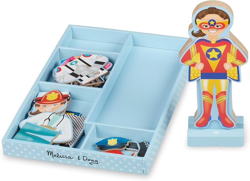 Melissa & Doug Magnetic Dress Up Doll Set with 24 Pieces, 8 Outfits