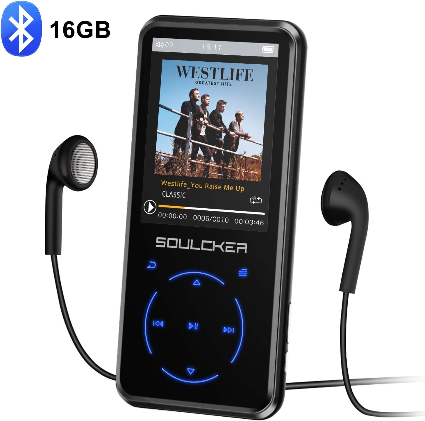 MP3 Player, 16GB MP3 Players with Bluetooth 4.0, Portable HiFi Lossless Sound MP3 Music Player with FM Radio Voice Recorder E-Book 2.4'' Screen, Support up to 128GB (Headphone, Sport Armband Included)