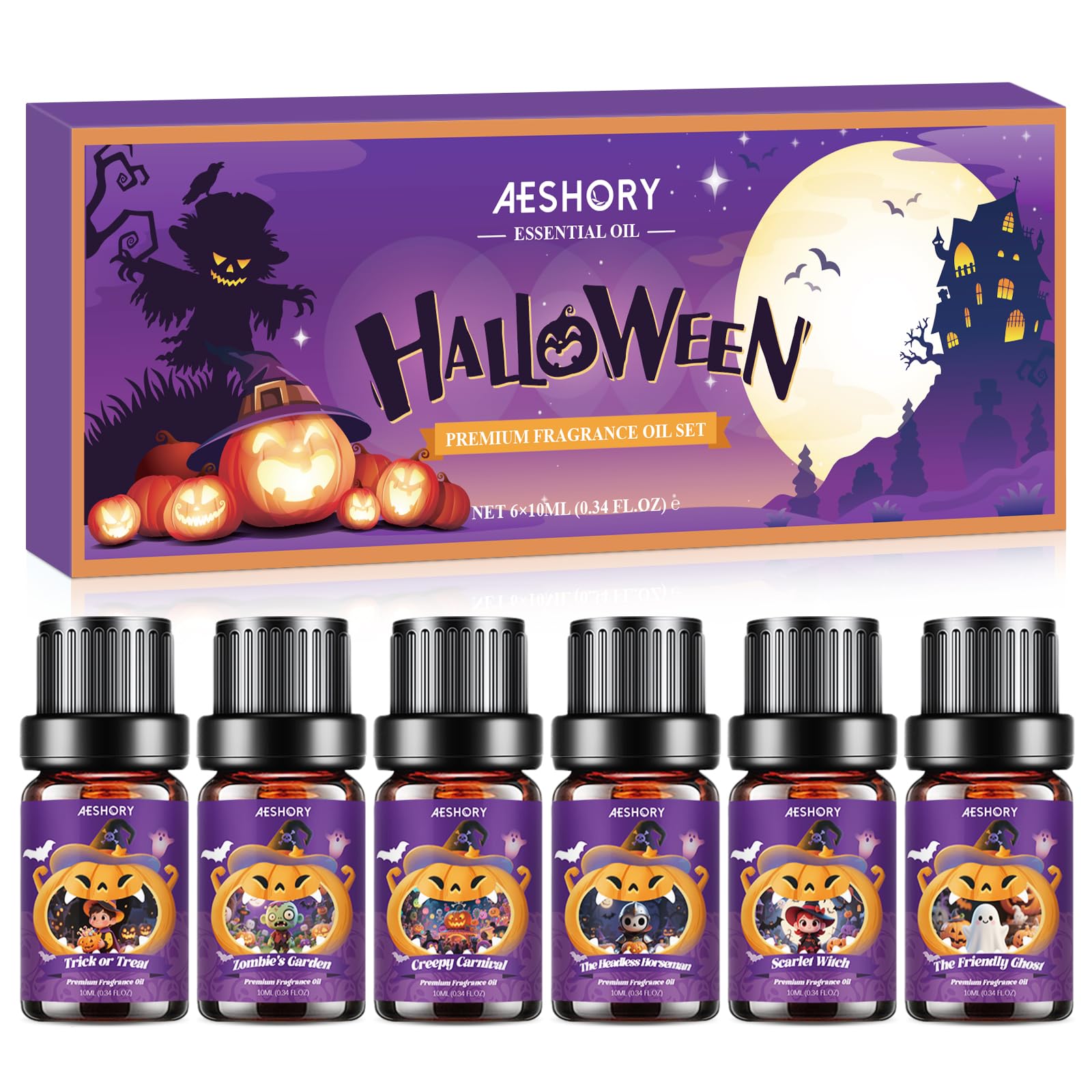 Photo 1 of Halloween Fragrance Oil Set, Essential Oils for Diffusers Home, Scented Oils Gift Set for Candle Soap Making, Trick or Treat, Zombie's Garden, Greepy Carnival, Headless Horseman, Scarlet Witch, Ghost