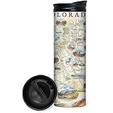 Xplorer Maps Colorado Map 16 Oz Travel Drinkware with Spill-Resistant Lid - Stainless Steel Vacuum Insulated Coffee Tumbler