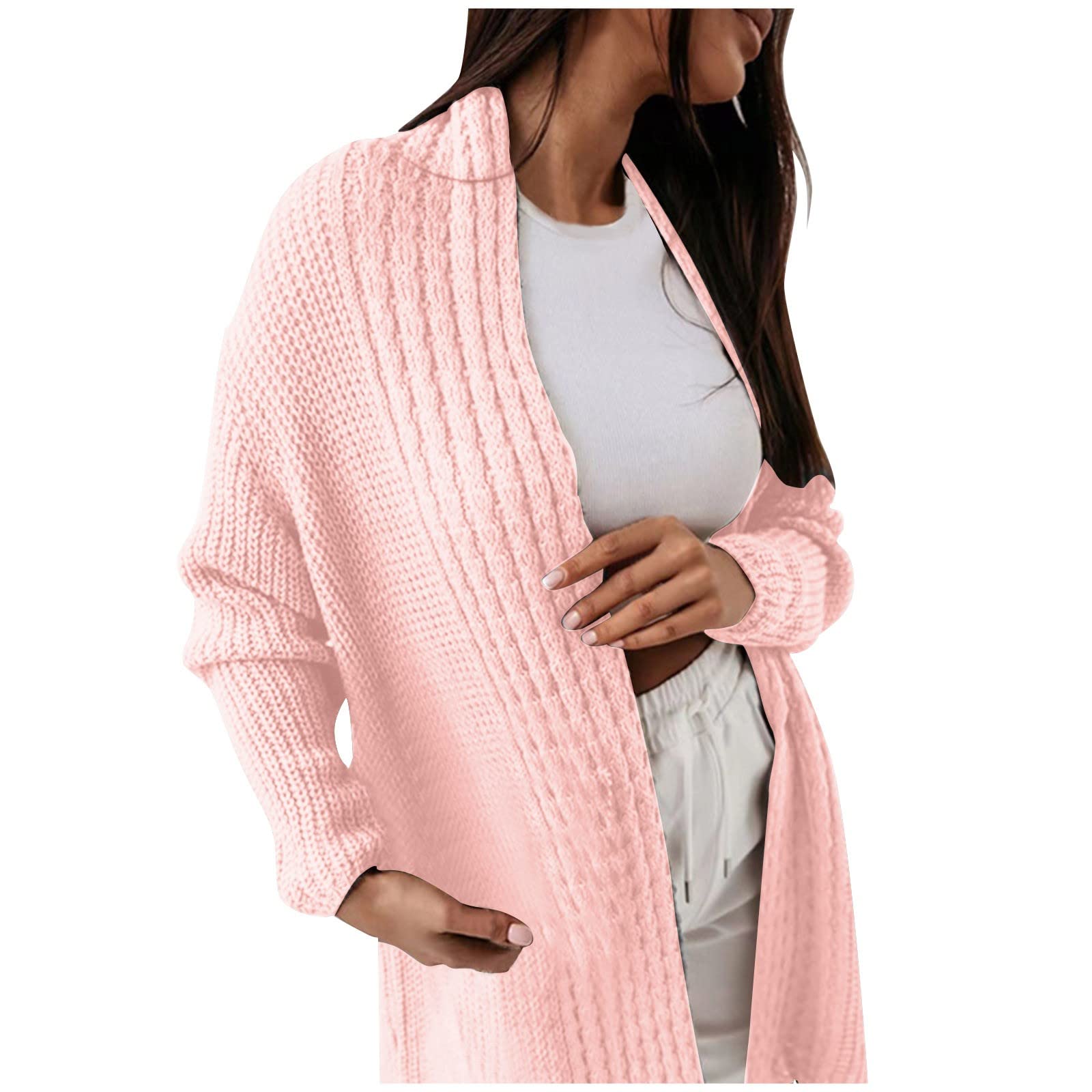 ADJHDFH Cardigan Sweaters For Women Long Crew Neck