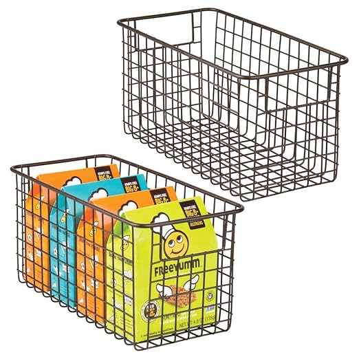 mDesign Juego de 4 cestas de metal multiusos Organizador de cocina y