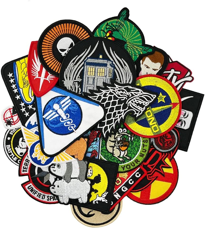 Mixed Media - 24pcs Halloween Costume Cosplay Patch Mixed Movie TV Series Embroidered Iron On Patches