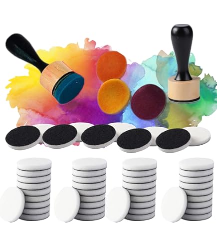 Briartw 46 Packs Mini Round Ink Blending Tool With Foams Set,2 Pcs Round Alcohol Ink Mini Applicator Tools And 44 Pcs Replacement Refill Sponge Flat Foam Pads Art Supplies For Distressing - View #8