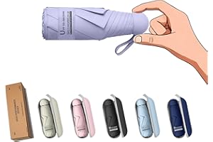 BAODINI Travel Mini Umbrella for Purse With Case Small Compact UV Sun Protection Sun Lightweight Tiny Pocket Manual Open Close Umbrella for Women Kids and Men