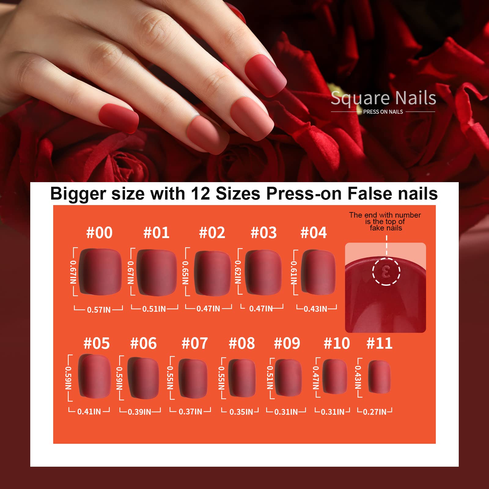 Teenitor Short Square Press On Nails Set, 12 Colors Short Fake Nails With Nail Glue, Short Glue On Nails Short Nails Matte Press On Nails, 12 Sizes Short Press On Nails For Wide Nail Beds - Image 2