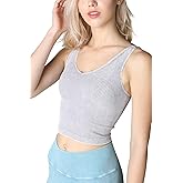 NIKIBIKI Women Seamless Vintage V-Neck Ribbed Crop Top, Made in U.S.A, One Size