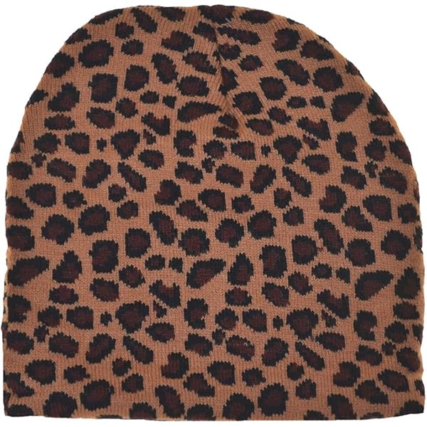 Wild Animal Print Leopard Cuffless Beanie Knit Hat at Amazon Men's